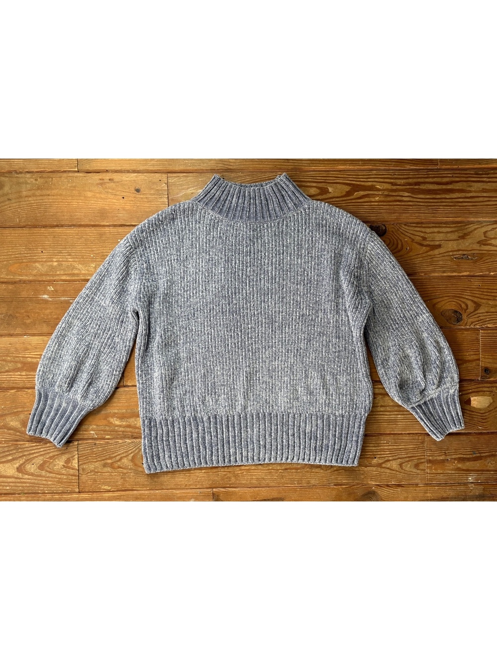 Cynthia Rowley Light Blue Chenille Rib Knit Mock Neck Sweater Women’s Large